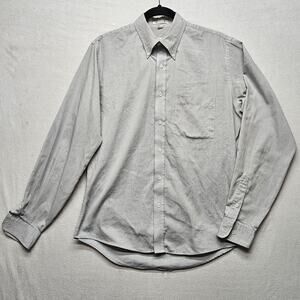 John Henry Shirt Mens 15 34-35 Gray Pinpoint Oxford Button Down Athletic Fit